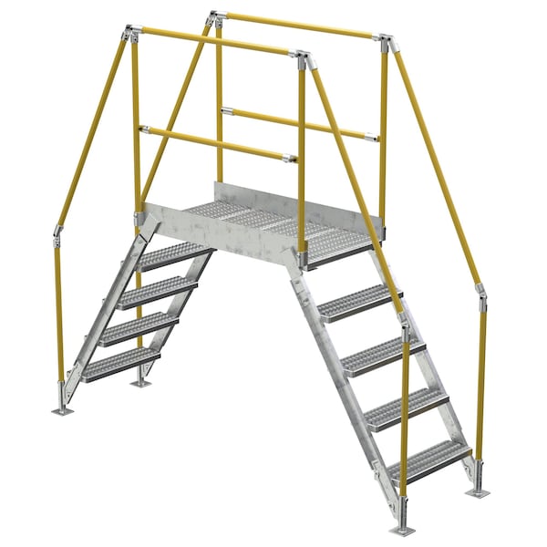 Vestil 5 Step Galvanized Steel Cross-Over Ladder 103.5"x92.15" 500lb Capacity COL-5-46-33-HDG - main